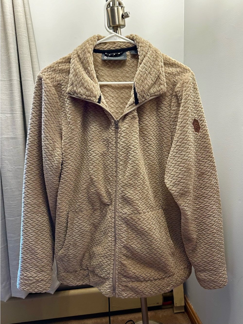 Tan Quilted Teddy Full-Zip Jacket